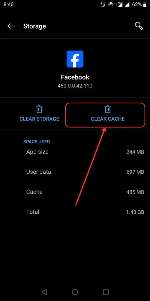 Clear Facebook Cache