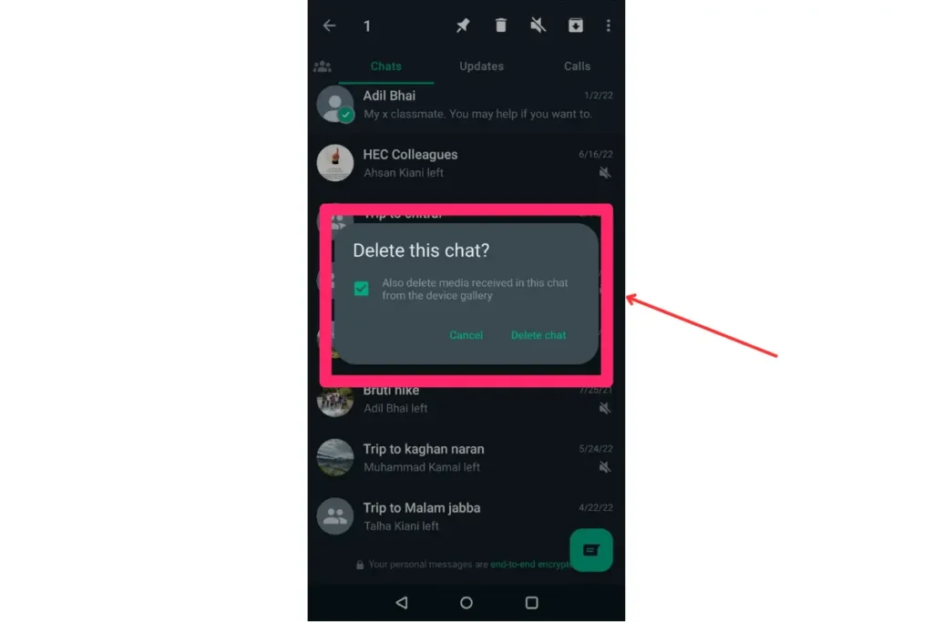 Delete WhatsApp Chat step 2