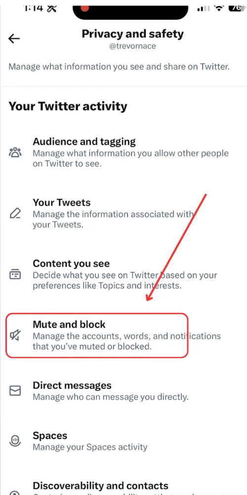 Go to Mute & Block