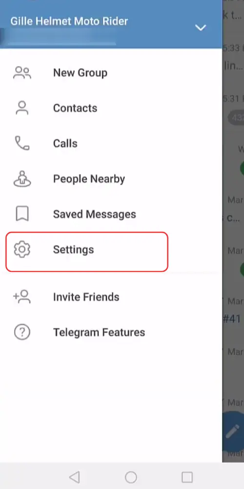 Go to Telegram Settings