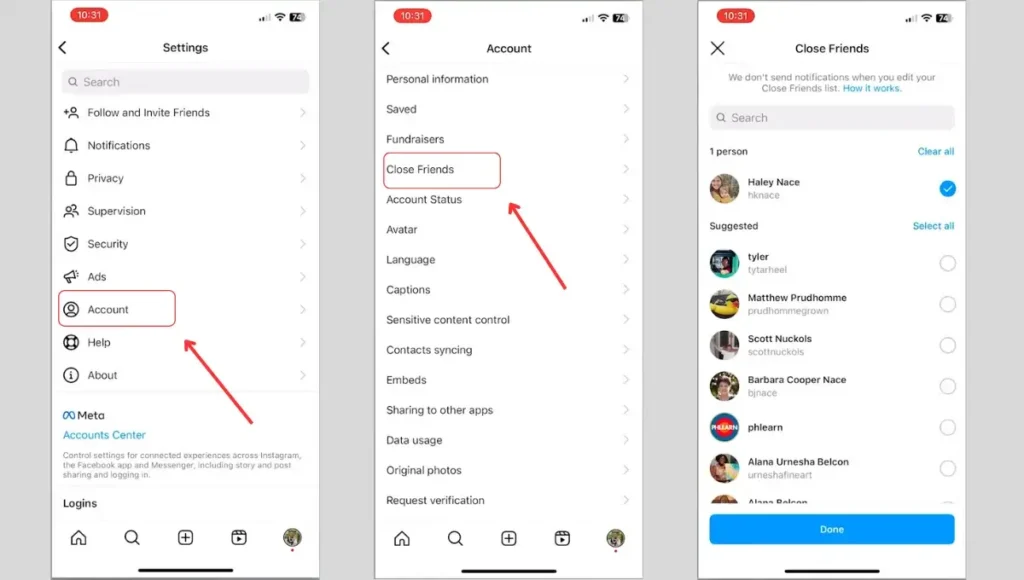 How to add close friends Instagram part 2