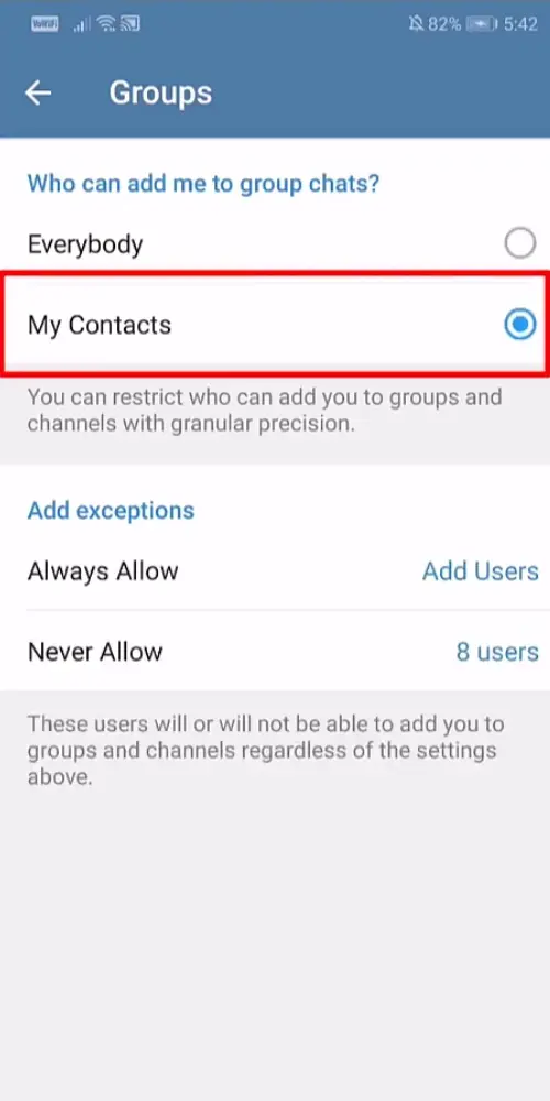 Select My Contacts option