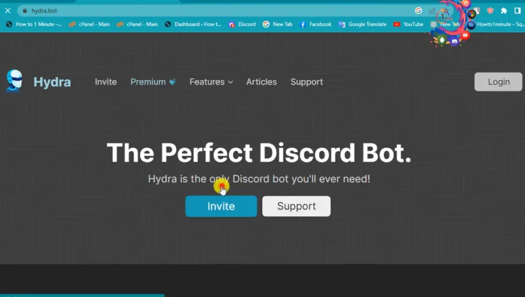 Go to Hydra bot website