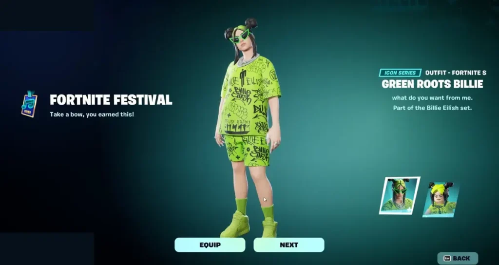 Equip Billie Eilish Skins in Fortnite