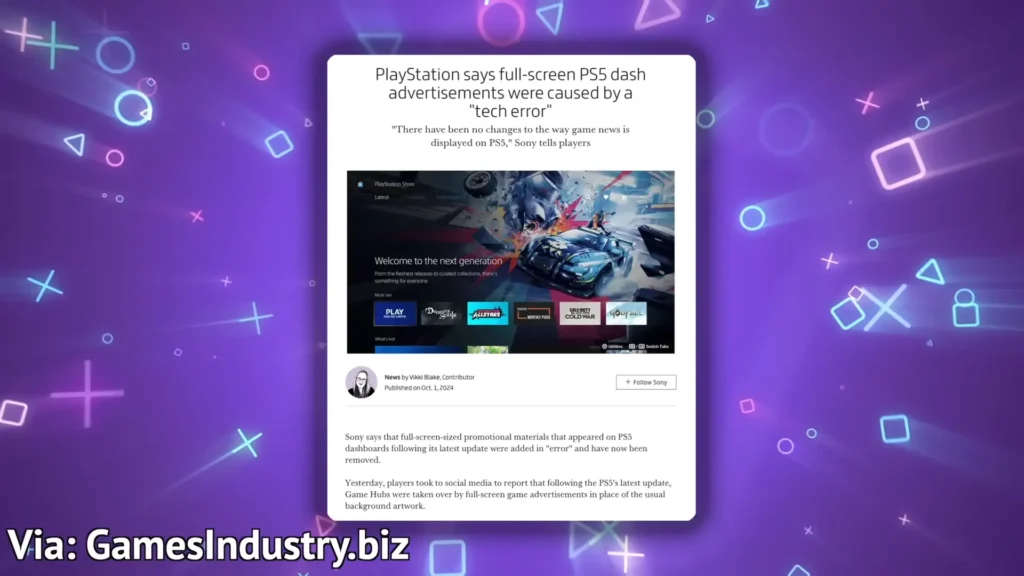 PlayStation 5 Dashboard Ad Controversy