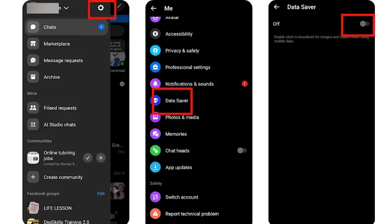 Disable Messenger Data Saver Mode