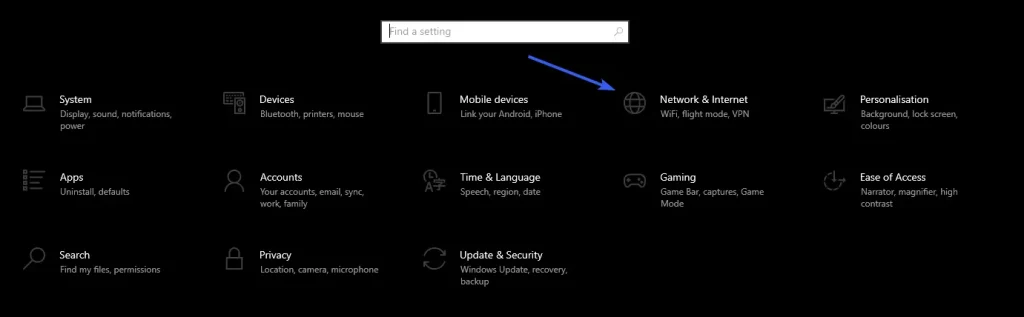 Go to Network & Internet.