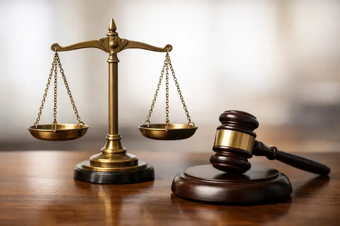 Scales of justice and judge's gavel