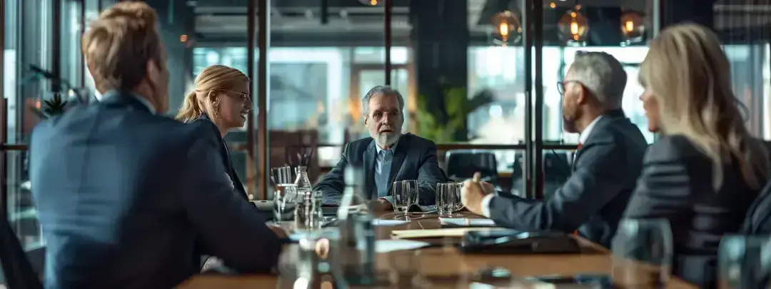 Business meeting in modern conference room Business meeting in modern conference room