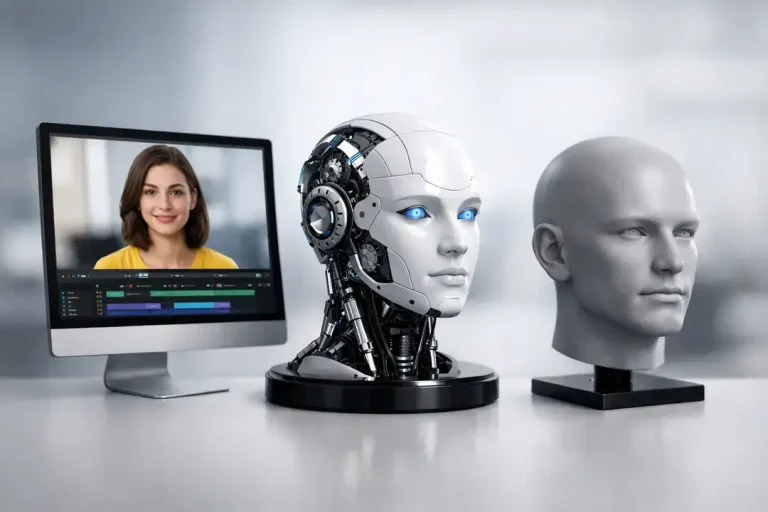 AI avatar editing setup with robot head