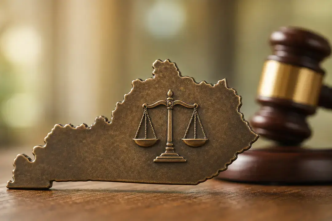 Kentucky justice symbol with gavel