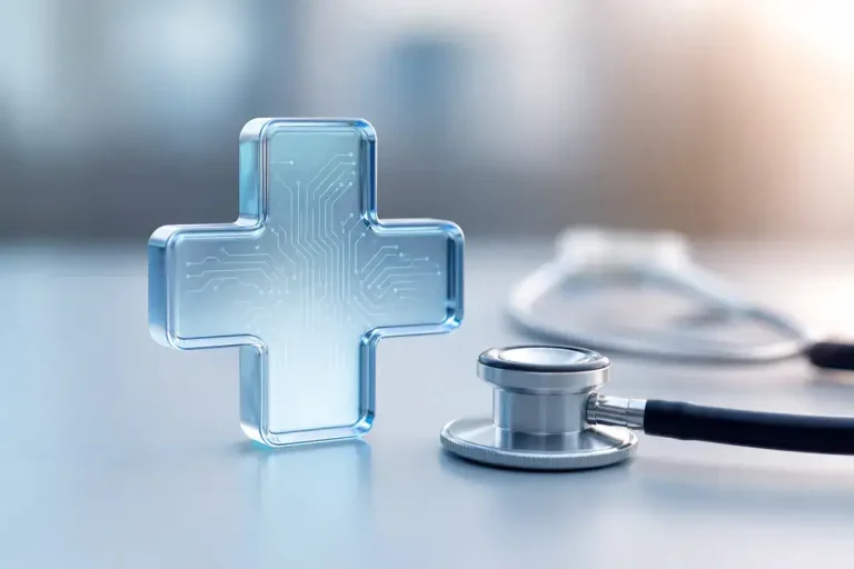 Digital medical cross and stethoscope