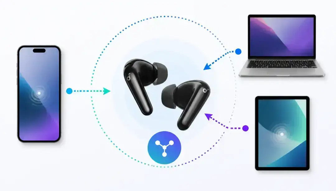 Earbuds connecting to phone, laptop, tablet Earbuds connecting to phone, laptop, tablet