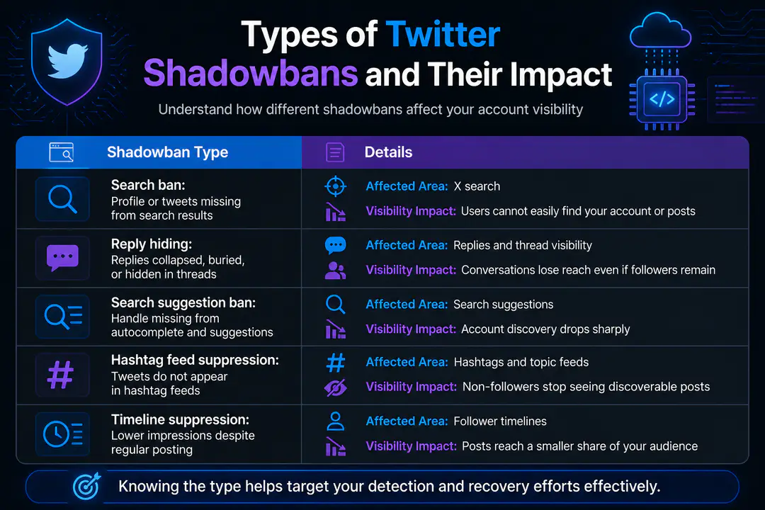 Types of Twitter Shadowbans and Their Impact