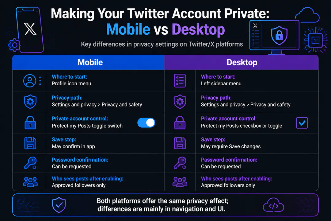 Making Your Twitter Account Private: Mobile vs Desktop
