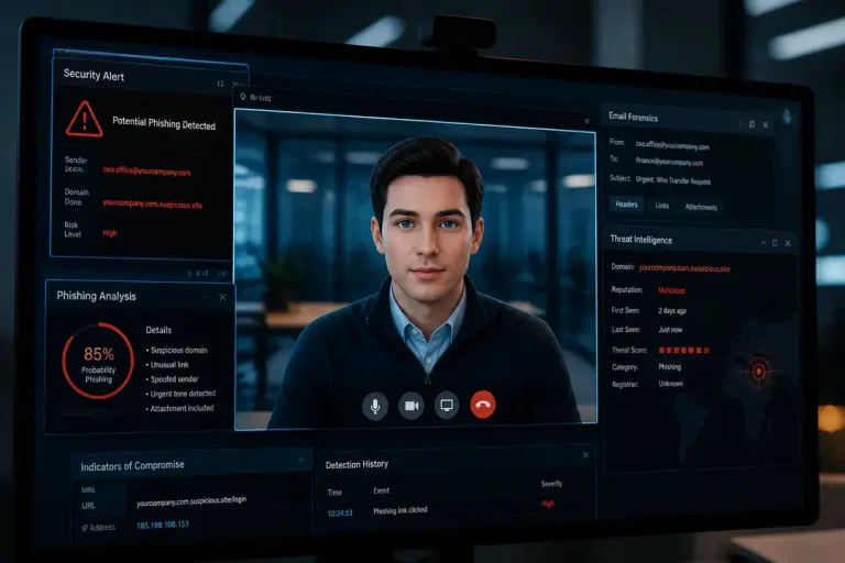 Phishing alert dashboard on monitor