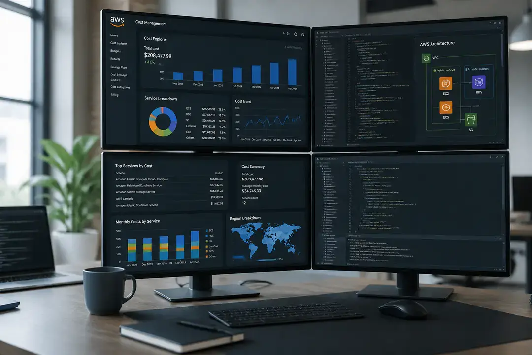 Multi-monitor AWS dashboard and code setup