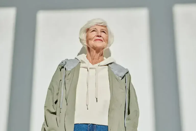 Smiling older woman in casual jacket