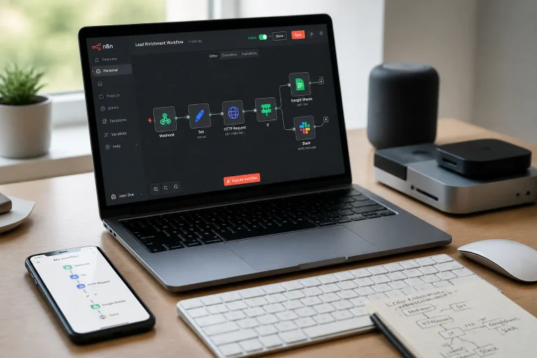Laptop showing workflow automation app