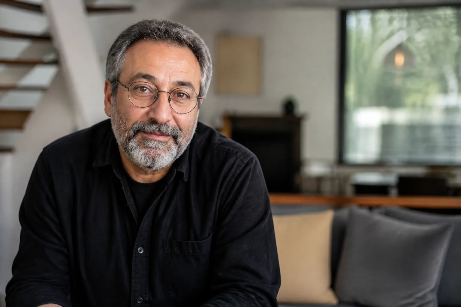 Portrait of man with glasses indoors