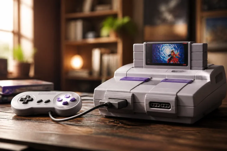 Retro game console with controller