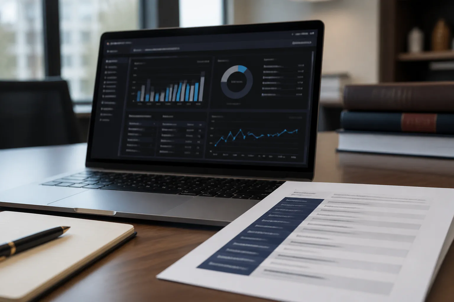 Laptop with analytics dashboard