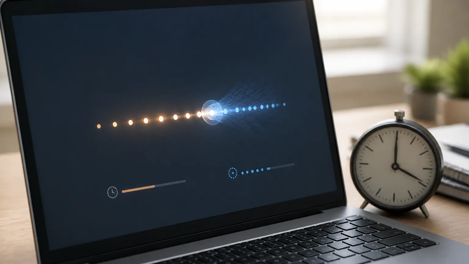 effort affects Laptop displaying a glowing timeline...